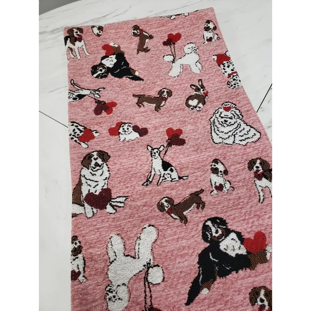 Valentines Day Puppy Love‎ Table Runner  Made In India Dogs Poodle St Bernard